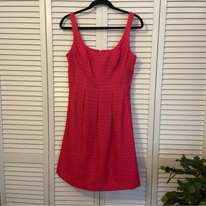 NINE WEST Eyelet Hot Pink Textured Sleeveless A-line Dress with Pockets size 4